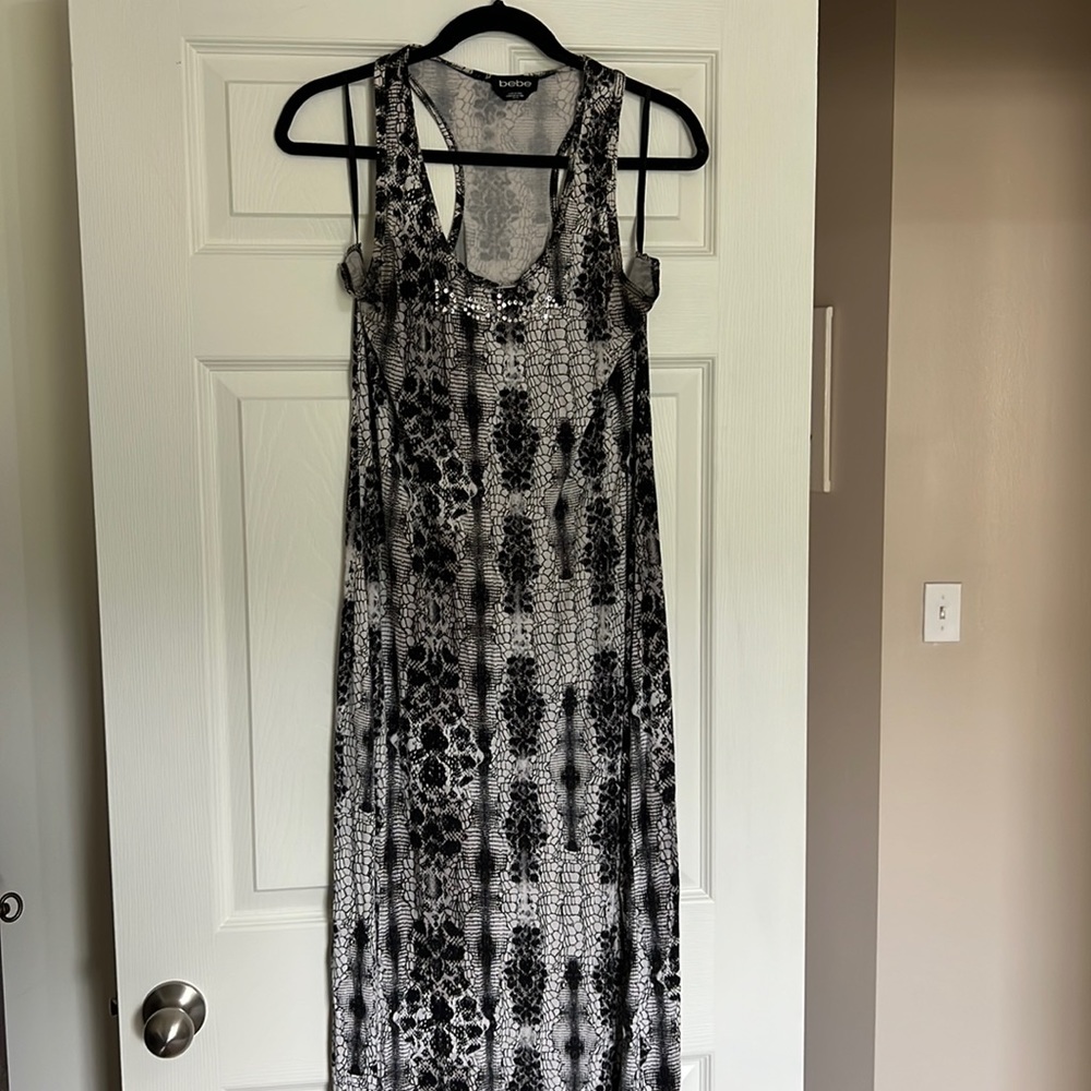 Snake print Bebe maxi dress